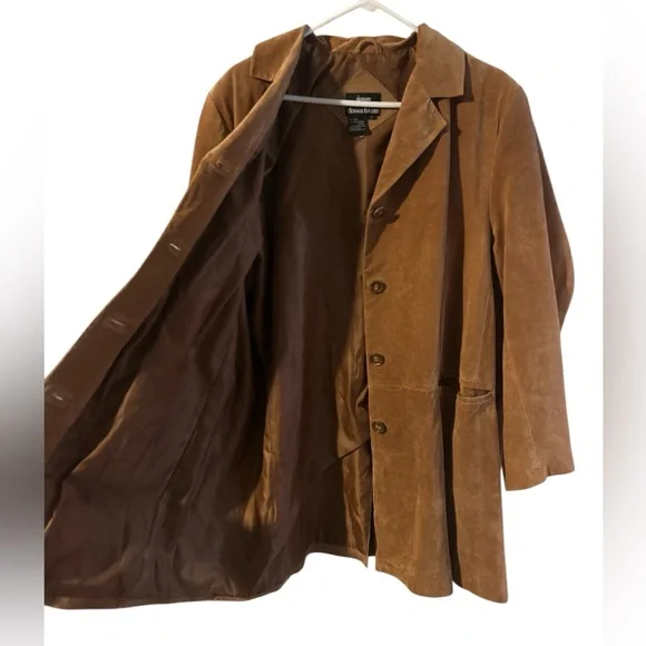 Vintage Dennis Basso Genuine Suede Leather Jacket Brown Blazer Y2K - Picture 3 of 5